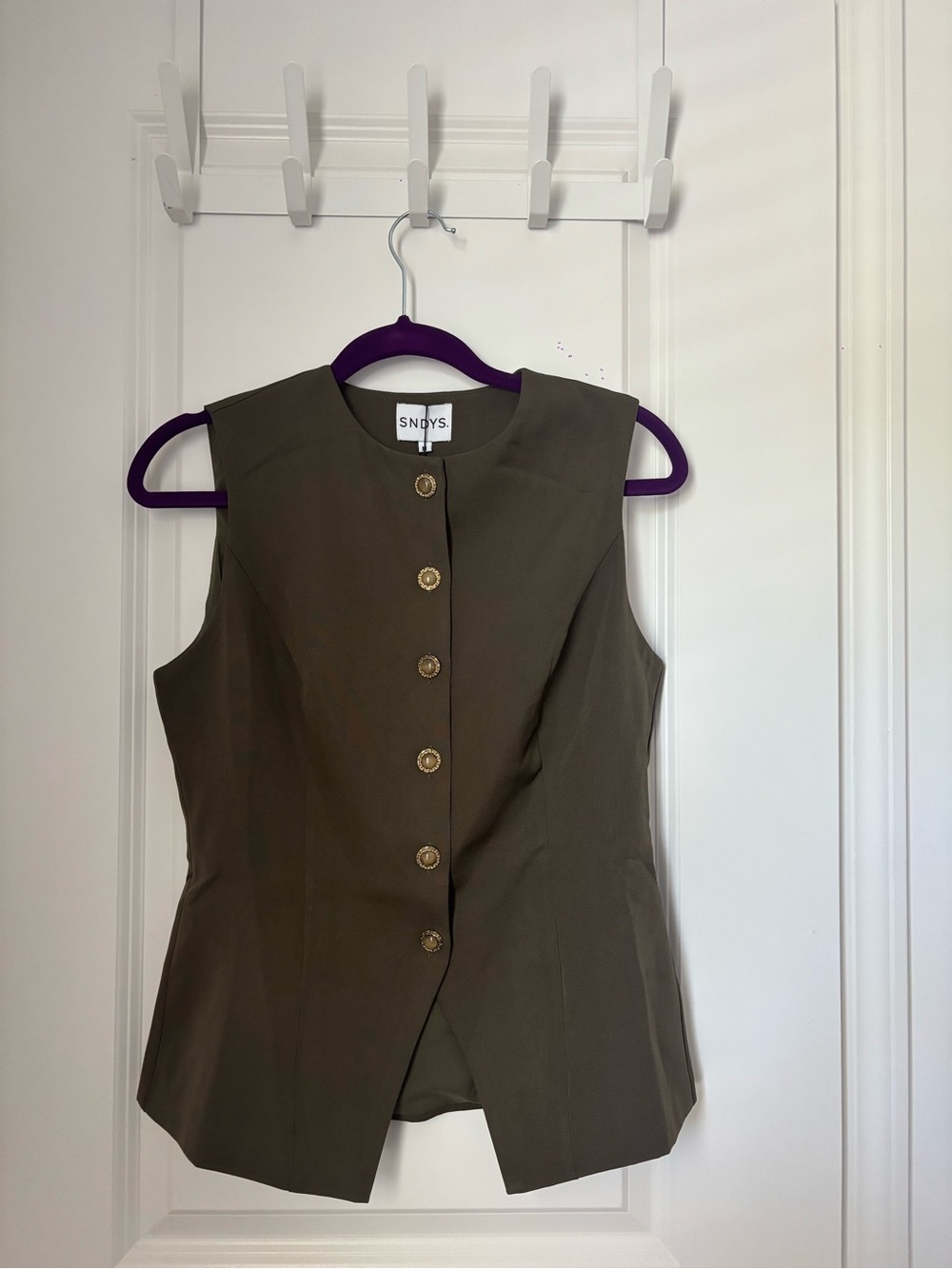 Olive Sleeveless Button Front Top